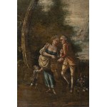 Francuski malarz 18h wiek, francuski malarz 18h wiek Para w krajobrazie w pobliżu rzeki