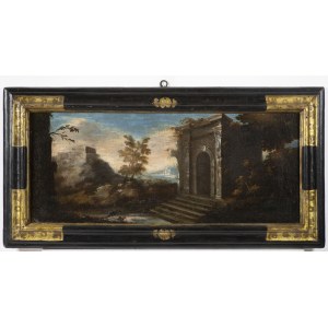 Italian painter 18th century, Italian painter 18th century Landscape with architecture