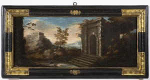 Italian painter 18th century, Italian painter 18th century Landscape with architecture