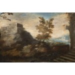 Włoski malarz XVIII wiek, Włoski malarz XVIII wiek Pejzaż z architekturą