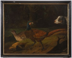 German painter 18th century, German painter 18th century Hunting dog chasing pheasants