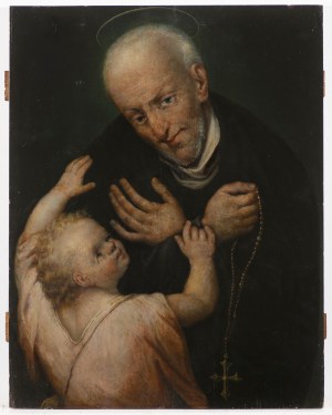 Italian painter probably 17th century, Italian painter probably 17th century Saint with the baby Jesus