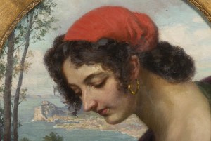 Austrian painter 19th century, Austrian painter 19th century Young woman in southern landscape