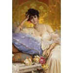 Pittore XIX secolo, Pinter XIX secolo L'elegante signora con le rose