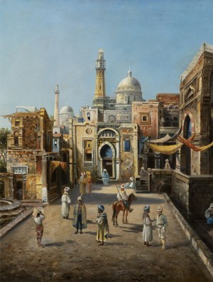 Robert Alott- Attributed, Robert Alott- Attributed Market scene in Cairo
