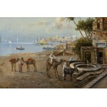 Robert Alott- Attributed, Robert Alott- Attributed Scena di mercato al Cairo