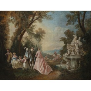 Dopo Nicolas Lancret - Parigi 1690-1743, Dopo Nicolas Lancret - Parigi 1690-1743 Danza presso la fontana