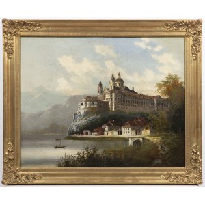 Peintre 19e siècle, Peintre 19e siècle Vue de l'abbaye de Melk sur le Danube.