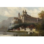 Peintre 19e siècle, Peintre 19e siècle Vue de l'abbaye de Melk sur le Danube.