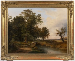 Joseph Feid (1806 -1870 ), Joseph Feid (1806 -1870 ) Forest Landscape with Shepherds and Cattle