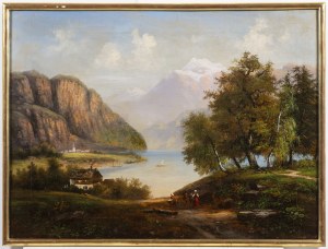 Painter 19th century, Painter 19th century . Mountain landscape with lake