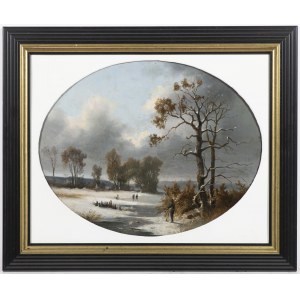 Peintre allemand du 19e siècle, Peintre allemand du 19e siècle Chasseurs dans un paysage d'hiver