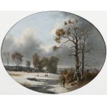 Peintre allemand du 19e siècle, Peintre allemand du 19e siècle Chasseurs dans un paysage d'hiver