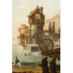 Austria 19th century, Picture Clock Rural Landscape