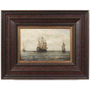 Malarz z XVII/XVIII w., malarz z XVII/XVIII w. Żaglowce na wzburzonym morzu