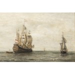 17/18th century painter, 17/18th century painter Sailing ships on choppy seas