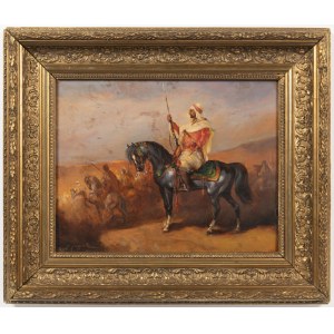 Peintre du XIXe siècle, Peintre du XIXe siècle Chevalier arabe sur le champ de bataille