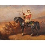 Pittore del XIX secolo, pittore del XIX secolo Cavaliere arabo sul campo di battaglia
