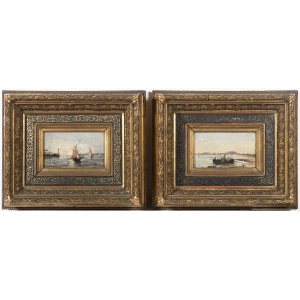 XIX-wieczny malarz, Malarz XIX wiek , Para obrazów
