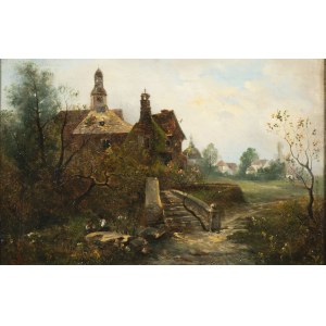 Barbarini, Emil (1835 1930 .), Barbarini, Emil (1835 1930 .) Kirche in der Landschaft