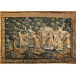 Aubusson Tapestry, 17th Century, Aubusson Tapestry, 17th Century Forest landscape with Diana and Aktaion