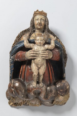 German sculptor around 1500, German sculptor around 1500 Madona with the child on the clouds