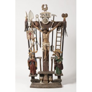 Skulptur um 1840, Standkreuz mit Arma Christi