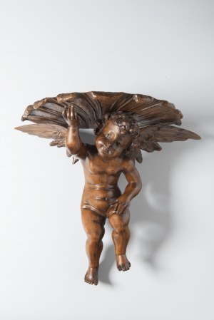 19th century sculptor, Cherub wall shelf 19th century sculptor