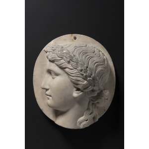 Marble relief, Marble relief, profile of a young lady