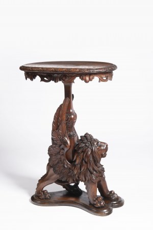 19Th century, A carved and patinated wood gueridon 19Th century