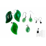 Set of 3 Pairs of Earrings and Pendants with Natural Stones, 925 Silver