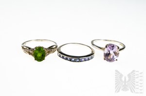 Sada prstenů s přírodními kameny min: Stříbro 925, citrín a růženín