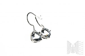 Earrings with Natural 2 Petalites with Total Mass of 2.17 ct, 925 Silver, Has Gemporia Certificate