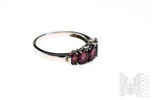 Ring with Natural 5 Rajasthan Garnets with Total Weight of 2.59 ct, Silver 925, Has Gemporia Certificate
