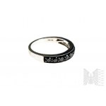 Ring with 10 Natural Black Diamonds with Total Weight of 0.98 ct, Silver 925, Comes with RocksTv Certificate