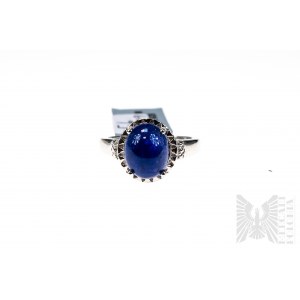 Ring with Natural Tanzanite with Mass of 5.45 ct, Silver 925, Has RoctksTv Certificate