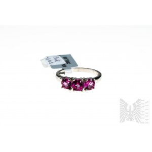 Ring with 3 Natural Mystic Pink Topazes weighing 1.72 ct, 925 Silver, Comes with RocksTv Certificate