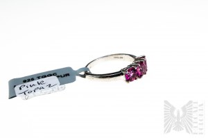 Ring with 3 Natural Mystic Pink Topazes weighing 1.72 ct, 925 Silver, Comes with RocksTv Certificate