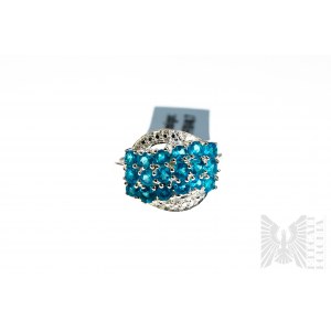 Prsten s 18 přírodními neonovými apatity o celkové hmotnosti 1,47 ct, stříbro 925, certifikováno RocksTv