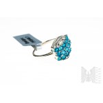 Ring with Natural 18 Neon Apatites with Total Weight of 1.47 ct, 925 Silver, Comes with RocksTv Certificate