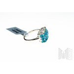 Ring with Natural 18 Neon Apatites with Total Weight of 1.47 ct, 925 Silver, Comes with RocksTv Certificate