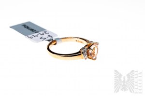 Anello con Morganite naturale dello Zambesi di 1,03 carati e 2 diamanti di 0,02 carati, argento 925 placcato oro, certificato da RocksTv