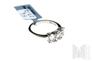 Ring with Natural 3 Zambezian Morganites with a Total Weight of 1.04 ct, 925 Silver, Certified by RocksTv