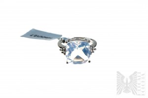Ring mit natürlichem arktischem Quarz, Gewicht 6,45 ct und 6 weißen Topasen, Gesamtgewicht 0,11 ct, Silber 925, zertifiziert von RocksTv