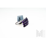 Ring with Natural 15 Amethysts with Total Weight of 3.65 ct, 925 Silver, Comes with RocksTv Certificate
