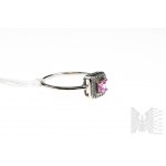 Pink and White Zirconia Ring, 925 Silver