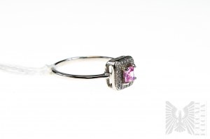 Prsten s růžovými a bílými zirkony, stříbro 925/1000
