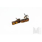Earrings with Natural 6 Orange Tourmalines with Total Weight of 1.14 ct, 925 Silver
