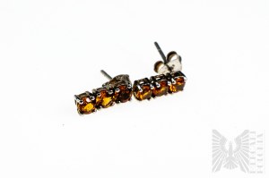 Earrings with Natural 6 Orange Tourmalines with Total Weight of 1.14 ct, 925 Silver