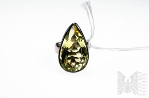 Prsteň s prírodným žltým kremeňom, striebro 925